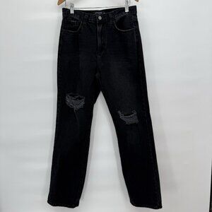 Just Black Size 27 Straight Jeans Super Soft Denim Distressed Black Comfort
